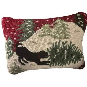 Chandler Four Corners Bringing Home the Tree Wool Pillow Black Lab Christmas